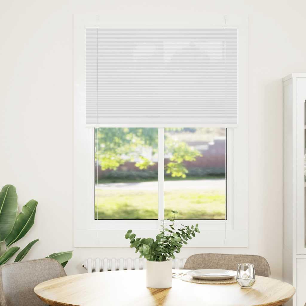 Tenda plissettata bianca, 100 x 100 cm, larghezza tessuto 99,4 cm, poliestere per finestre con protezione solare e sguardi indiscreti, larghezza pieghe, poliestere 100 x 100 cm