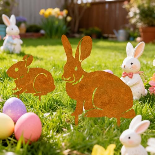2er Oster Hase Gartenstecker Deko