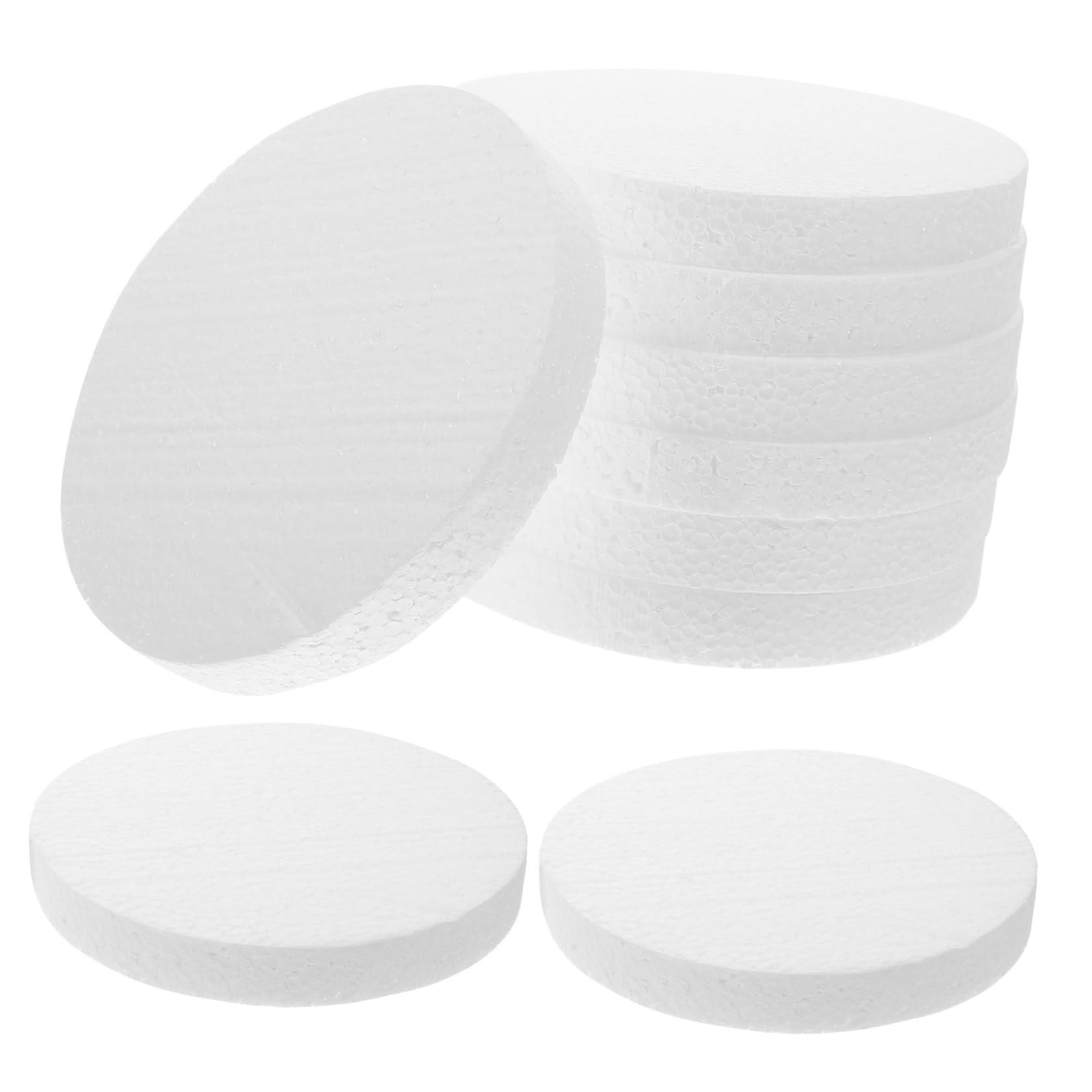 16pcs White Foam Disc Round Cake Pan Stencils for Kids Round Tray Foam Circles for Crafts Cake Making Training Supplies Round Foam Disc Cake Dummy Tray Foam Cake Prop