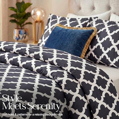 Image of Utopia Bedding 3 Pc Queen Comforter Set, Printed Comforter, Grey | Comforter Set Includes Comforter (88x88) Inches, 2 Shams (20x26) Inches. Soft Microfiber Down Alternative, Machine Washable.