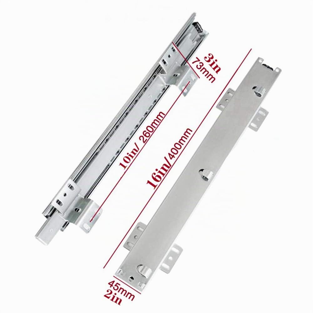 AILILI Guía Telescópica 400mm Riel De Cajón,Montaje Lateral Extensible Guía para Cajón,para Cajones De Cocina Cesta De Almacenamiento Carril De Cajón 1 Par