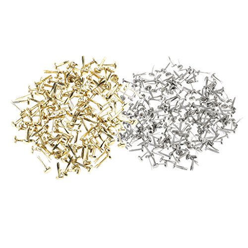 Sowaka Mini Brads 50 Pcs Glod 50 Pcs Silver Round Metal Paper Fasteners for Art Craft Handmade Project Scrapbooking DIY Office School Supplies
