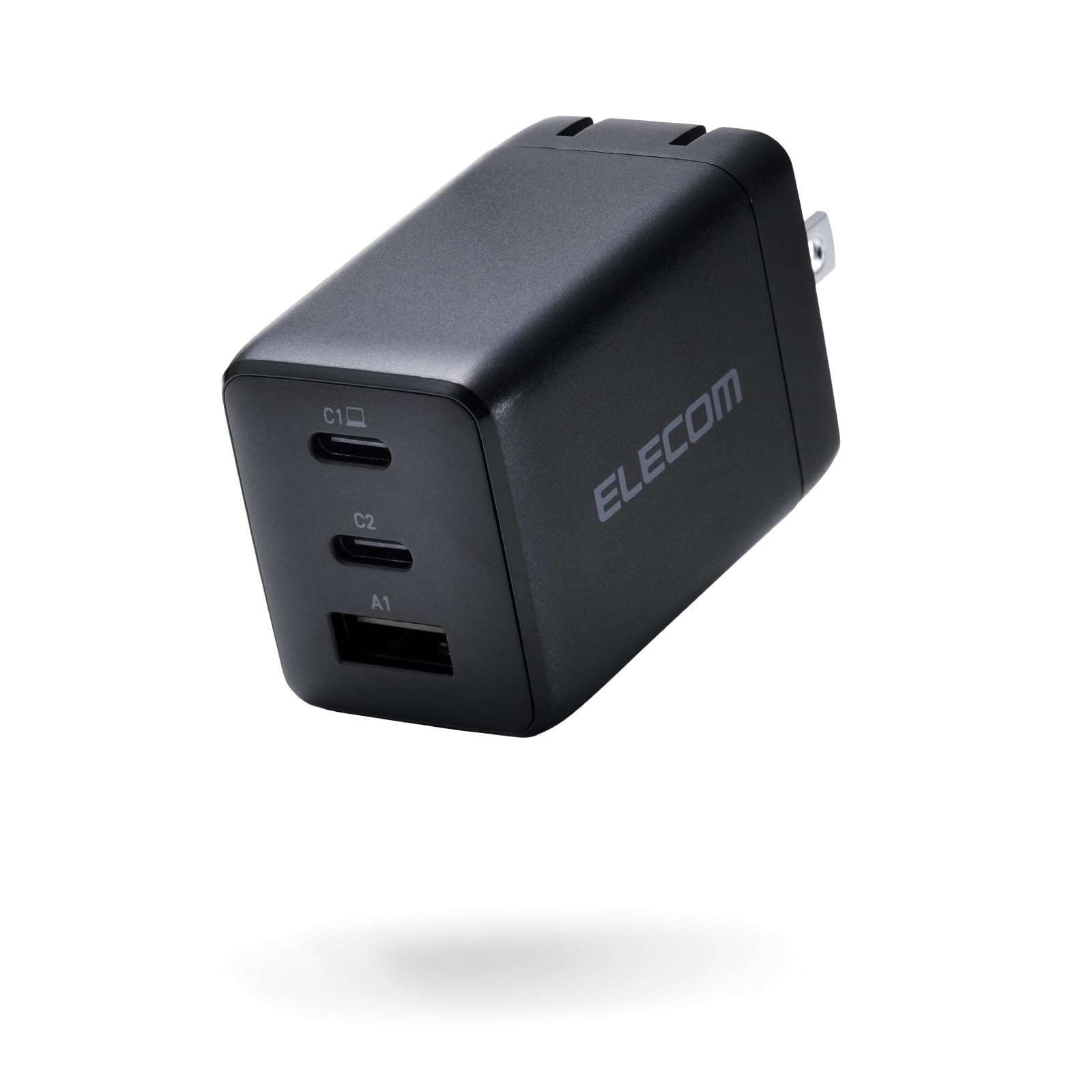 エレコム 充電器 合計65W 3ポート Type-C USB-A USB PD対応 スイング式プラグ採用 ブラック