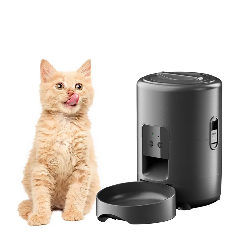 Malloy 2L Automatic Smart WiFi Pulsante Cat Feeder Pet Food Dispenser per Secco per Gatti e Cani Distributore di Crocchette Ciotola per per Animali Domestici