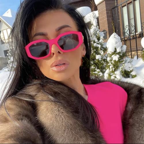 Image of FEISEDY Retro Trendy Rectangle Sunglasses Women Men Narrow Shades B2322 | |Vintage Shades |UV400 Protection |Blocks Glare |Women & Men |Comes With A Storage Case