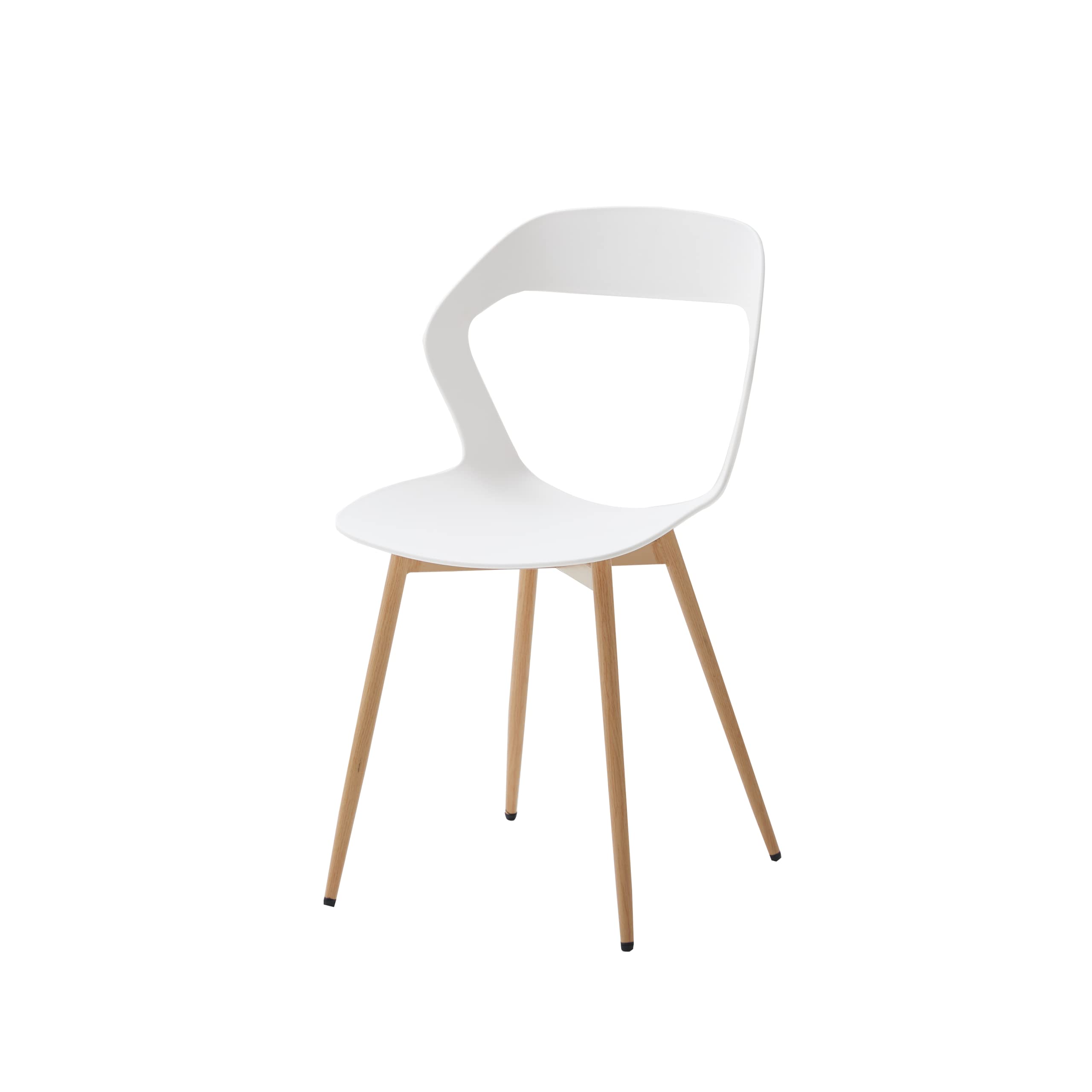 Juego de 6 sillas de Comedor, Sillas de Cocina, Respaldo Hueco, Patas de Hierro de Grano de Madera Resistentes y duraderas (Blanco, 6)
