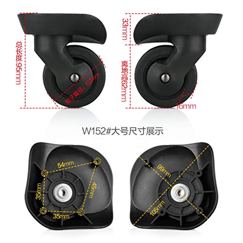 Trunk Wheels, 360 Degree Swivel Luggage Mute Wheel Suitcase Replacement Repair Wheels Parts Spinner(L-Size)2