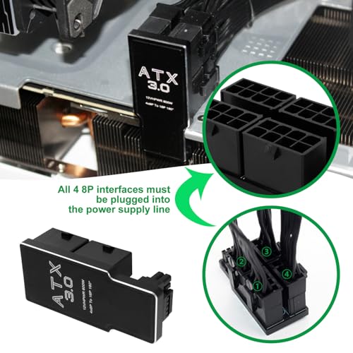 Create idea 12VHPWR 16 Pin to 4X 8 Pin 600W GPU Power Connector, PCIe 5.0 ATX 3.0 180 Degree Adapter for 12+4pin RTX 4090 3090Ti Graphic Card (Type B) - Image 2