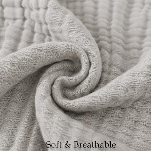 Image of Aablexema Muslin Baby Blanket Set of 2, Grey & Green | 6-Layer, 43 x 43 Inches, Newborn Toddler, Bath Towel Swaddle Wrap, For Boys Girls