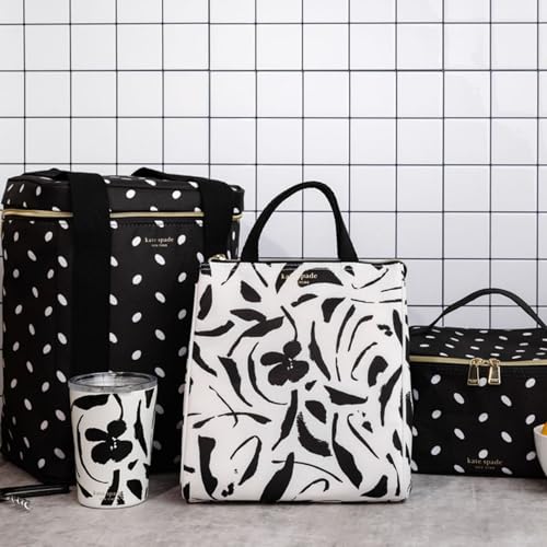Image of kate spade new york Insulated Lunch Tote, Painters Garden | Cute Insulated Soft Cooler Bag, Adult Lunch Box with Silver Thermal Interior Lining and Mesh Storage Pocket