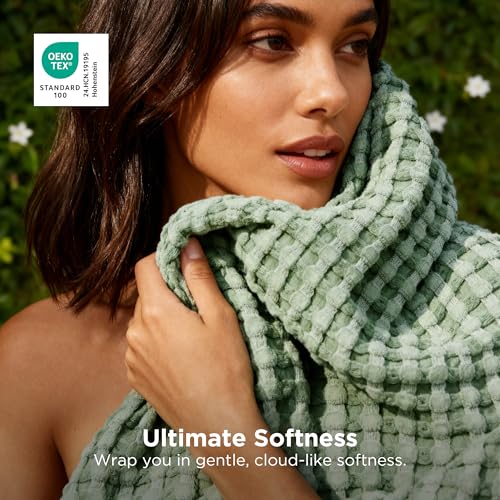 Image of Bedsure Cooling Cotton Waffle King Size Blanket - Lightweight Summer Blanket of Rayon Derived from Bamboo for Hot Sleepers, Luxury Throws for Bed, Couch and Sofa, Sage Green, 104x90 Inches