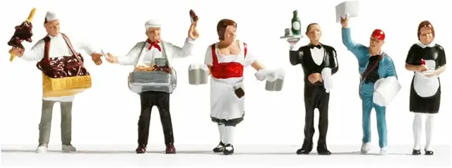 NOCH H0 Figuren-Set Servicepersonal - handbemalt für Modelleisenbahn & DIY