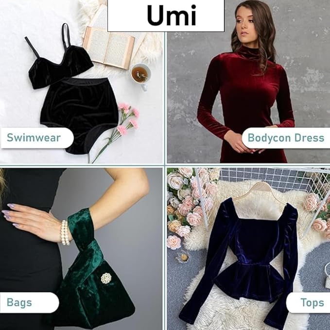 Image of Amazon Brand - Umi 1 Mtr Multi Purpose Velvet Fabric Cloth for Decoration, Trousseau Packing, Party Hall, Bouquet, Gift Packing, Decor, Pooja Room (1 Mtr, Beige), Solid