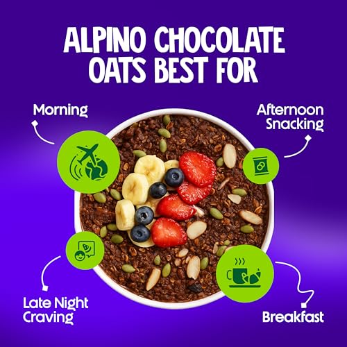 Image of ALPINO 27% High Protein Oats Dark Chocolate 1kg - Rolled Oats, Protein Blend, Jaggery Powder, Cocoa Powder, Nuts & Seeds - 27g Protein, Source of Dietary Fibre & Healthy Fats, No Refined Sugar & Salt