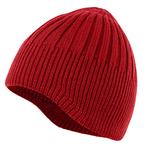 Home Prefer Toddler Boys Winter Hat Kids Knit Beanie Hat Skull Hat Ears Covers, Red, One Size