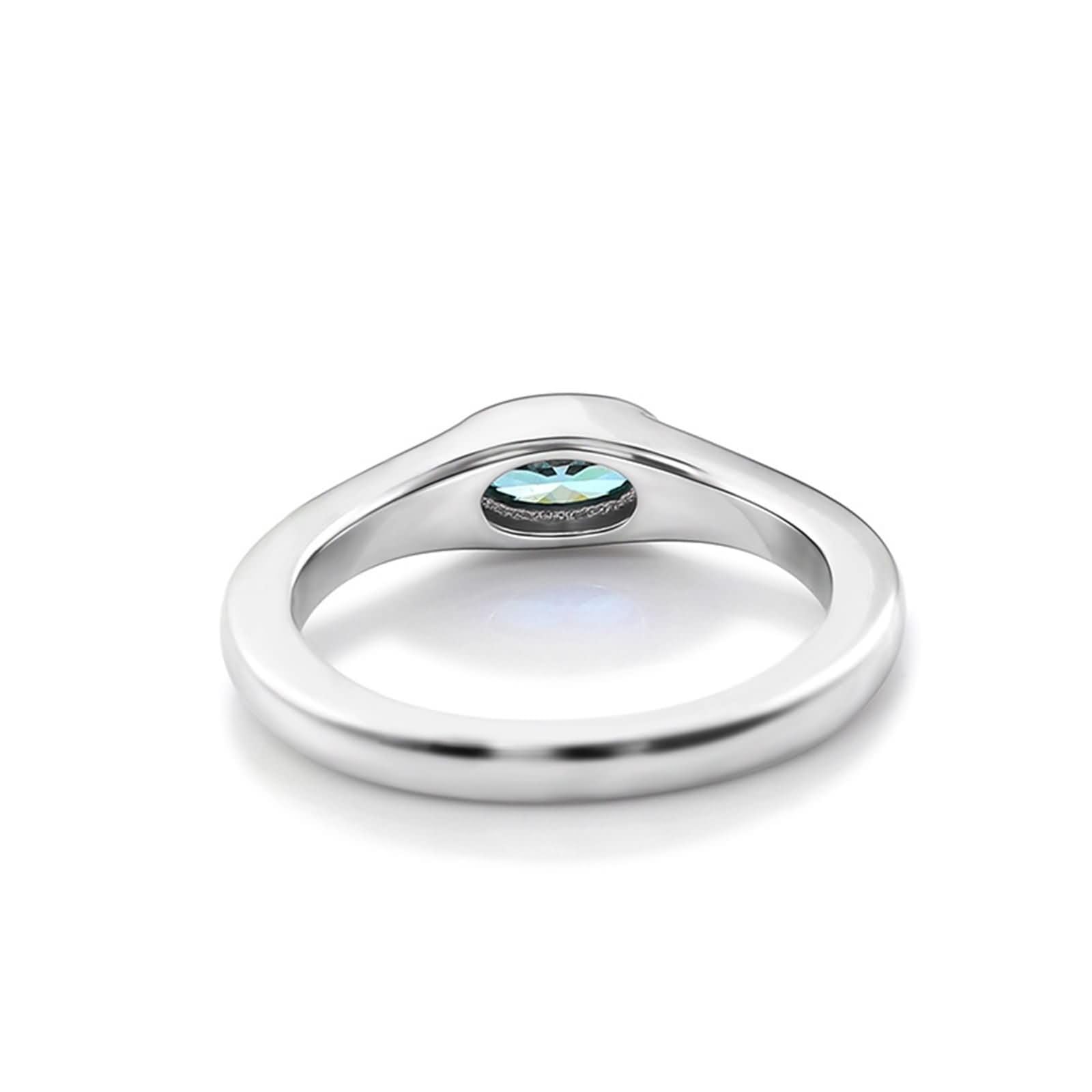 Anillos de Oro Blanco Mujer 9 Kilates / 14 Kilates / 18 Kilates Boda, Oval Solitario con Moissanita, Anillos Alianza Mujer Plata Verde