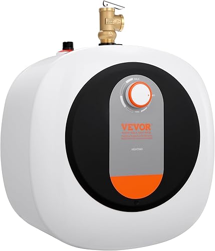 VEVOR Calentador de agua eléctrico de mini-tanque, tanque de 2.5 galones, almacenamiento de caldera de agua caliente, 1400 W de potencia, válvula de