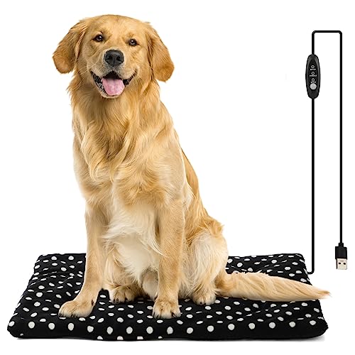 TREETDOBV USB Heating Pad Doghouse Pet Mat,Pet Heating Pads,Soft Pet Bed, Extreme Weather Outdoor Kitty Pad, Easy Cleaning Kennel Bed Heated Small Medium Cat Puppy Dog Blanket(Black)