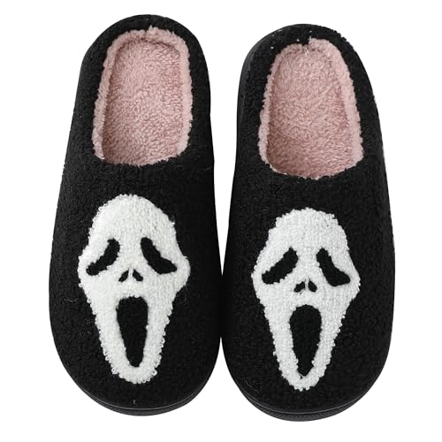 Halloween Slippers for Women Men, Soft Plush Fuzzy Winter holiday slippers, Retro Cozy House Slippers, Comfy Bedroom Christmas Slippers Indoor Outdoor Shoes4