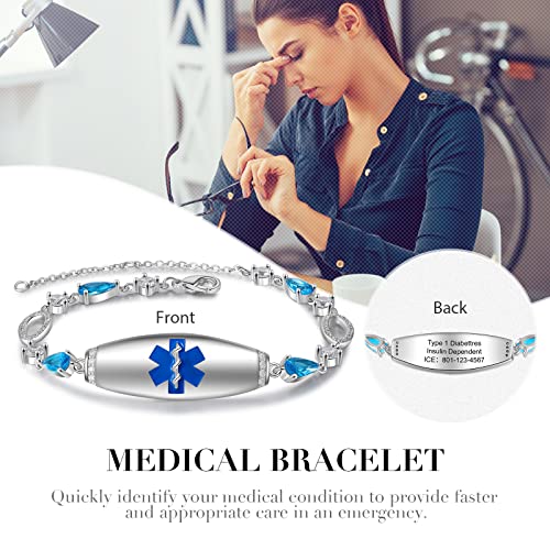 Bracelet d'alerte médicale allergies et maladies chroniques SOS - 4