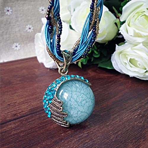 BG&WLing Retro Vintage Bohemian Collar Necklace for Women Boho Teardrop Turquoise Rhinestone Pendant Collars Fashion Jewelry Gifts Mom Grandmother Aunt 6