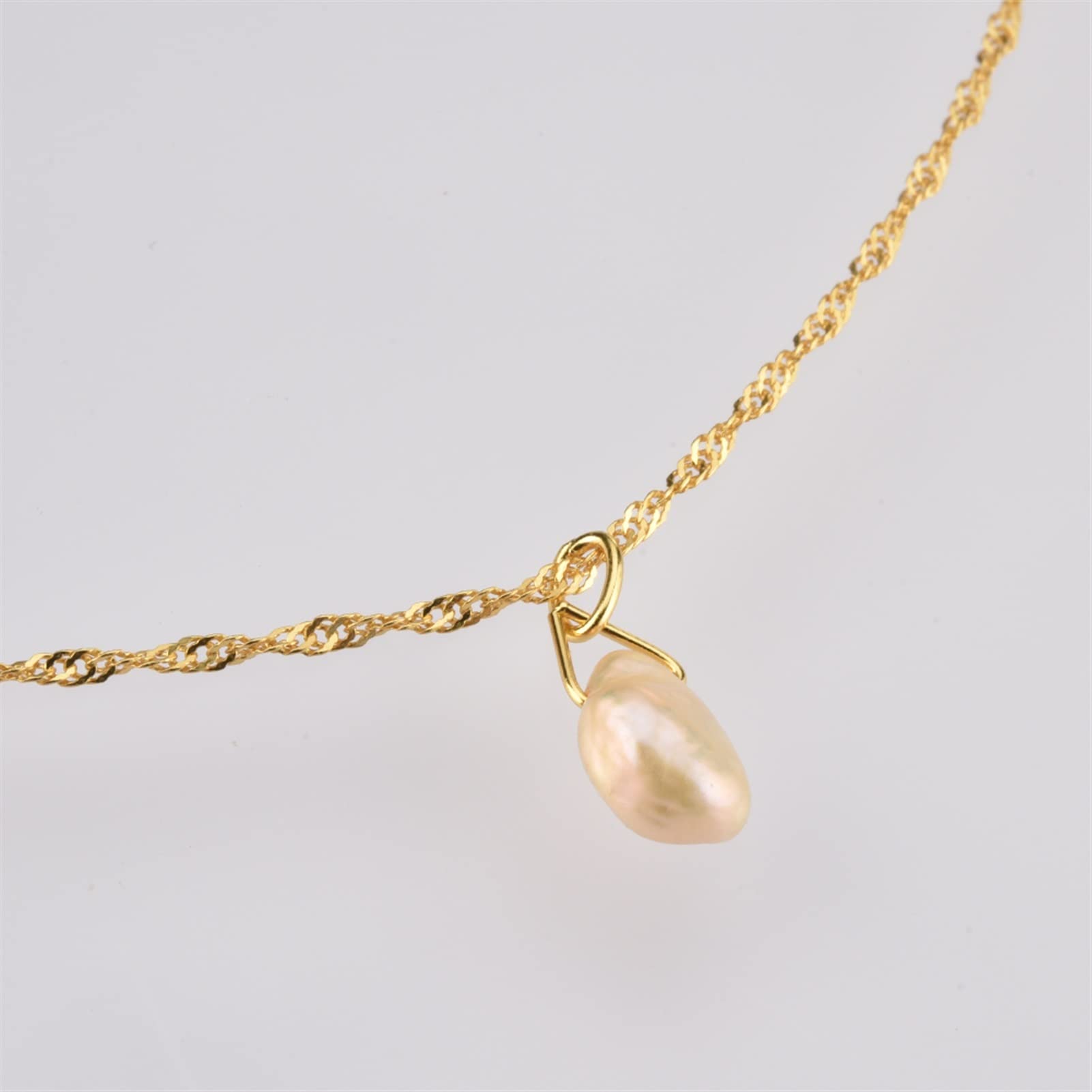 Collane 925 Sterling Argento Perla Irregolare Pendente a Ciondolo Lungo Catena di Lusso Signore Gioielli a Sospensione for Feste di Nozze Collana da Donna (Gem Color : Gold)