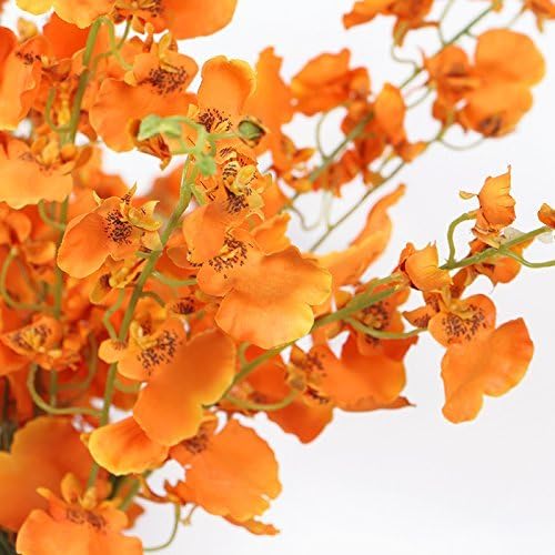 Luxury Silk Dancing Lady Orchid Stem in Orange 38" Tall