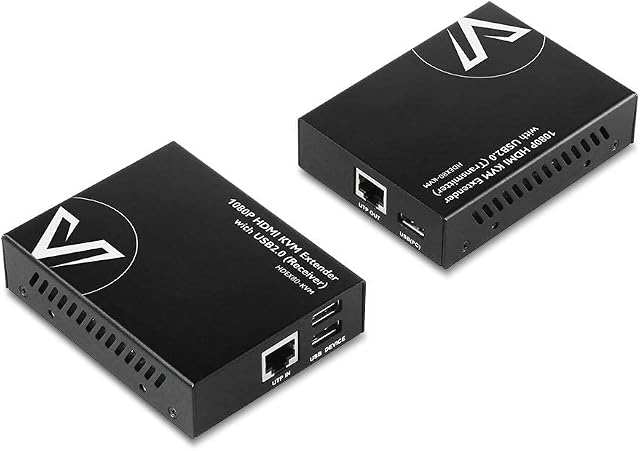 AV Access USB HDMI KVM Extender, 1080P@60Hz over Cat5e / 6 to 80m / 260ft, 2 USB 2.0 Ports for Computer, No Signal Loss or Latency, Plug and Play; with PoE and Adaptive EQ