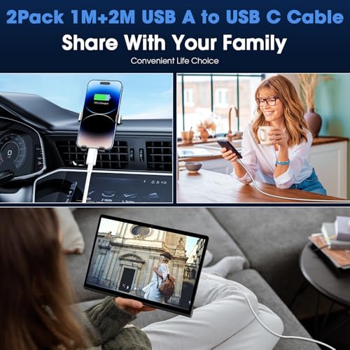 USB C Charger Cable 2 Pack 1M+2M USB A to USBC Cable Type C Charger Fast Charging Phone Charger Lead for iPhone 17 16 15 Pro Max Plus Air, Samsung Galaxy S25 S24 Ultra, Google Pixel, for iPad Air - Image 7