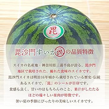 Amazon.co.jp: 毘沙門スイカ L 2玉 神奈川県三浦半島産 大玉