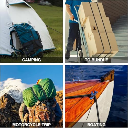 Image of Xfopz 6 Pcs Carabiner Bungee Cords with Hooks- Heavy Duty Bungee Straps Strong Elastic Rope for Outdoor Tent, Luggage Rack, Camping, Cargo, RV, Bike, Transporting,100 LBS Max Break Strength