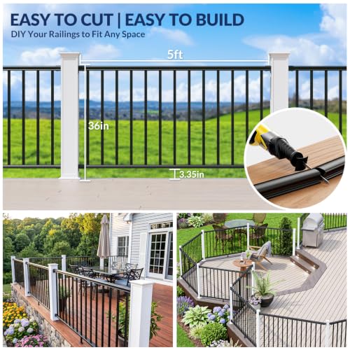 Image of Egadis 1 Pack 36 in x 5 ft Aluminum Porch and Deck Railing Kit Without Post