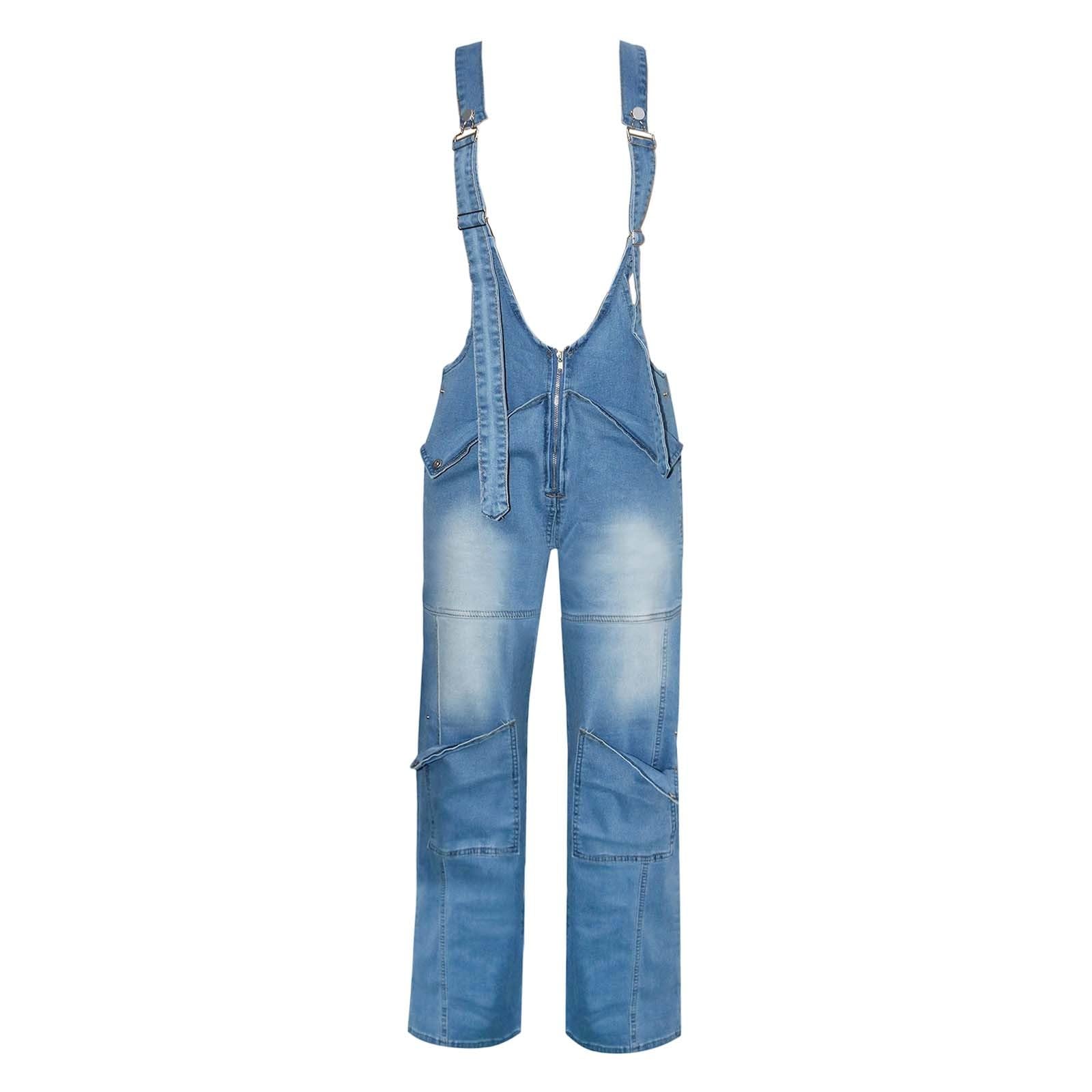 Peto Mujer Vaquero Mono Tallas Grandes Macacao Anchos Largo Overol Hippie Tezano Fiesta Informal Trabajo Baggy Talla Grande De Elegante Largos