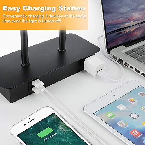 3-Way Dimmable Touch Control Table Lamp With 2 Usb Ports And Ac Power Outlet Modern Bedside Nightstand Lamp With Fabric Shade And Metal Base For Guestroom Bedroom Living Room & Hotel Led Bulb Included #TOP2