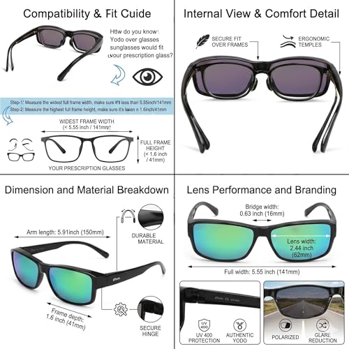 Image of yodo Fit Over Sunglasses for Men & Women - Polarized UV400 Anti-Glare Sunglasses for Driving, Fishing, Cycling