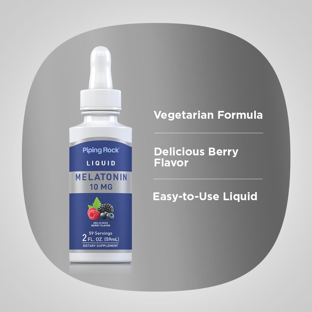 Piping Rock Liquid Melatonin 10mg | 2 fl oz | Berry Flavor Drops — Amazon image 4
