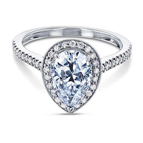 Kobelli Pear Shape Moissanite Halo Engagement Ring 2 1/2 Ctw 14K White Gold, Size 5.5 #TOP2