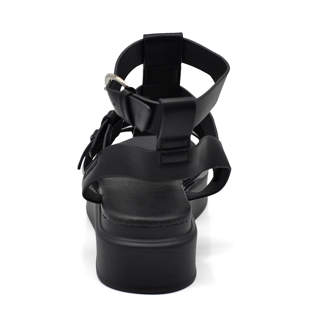 IF Fashion Scarpe Sandali Gladiatore Stivali Estivi da Donna Con Platform Borchie Pelle Sintetica 2772CW