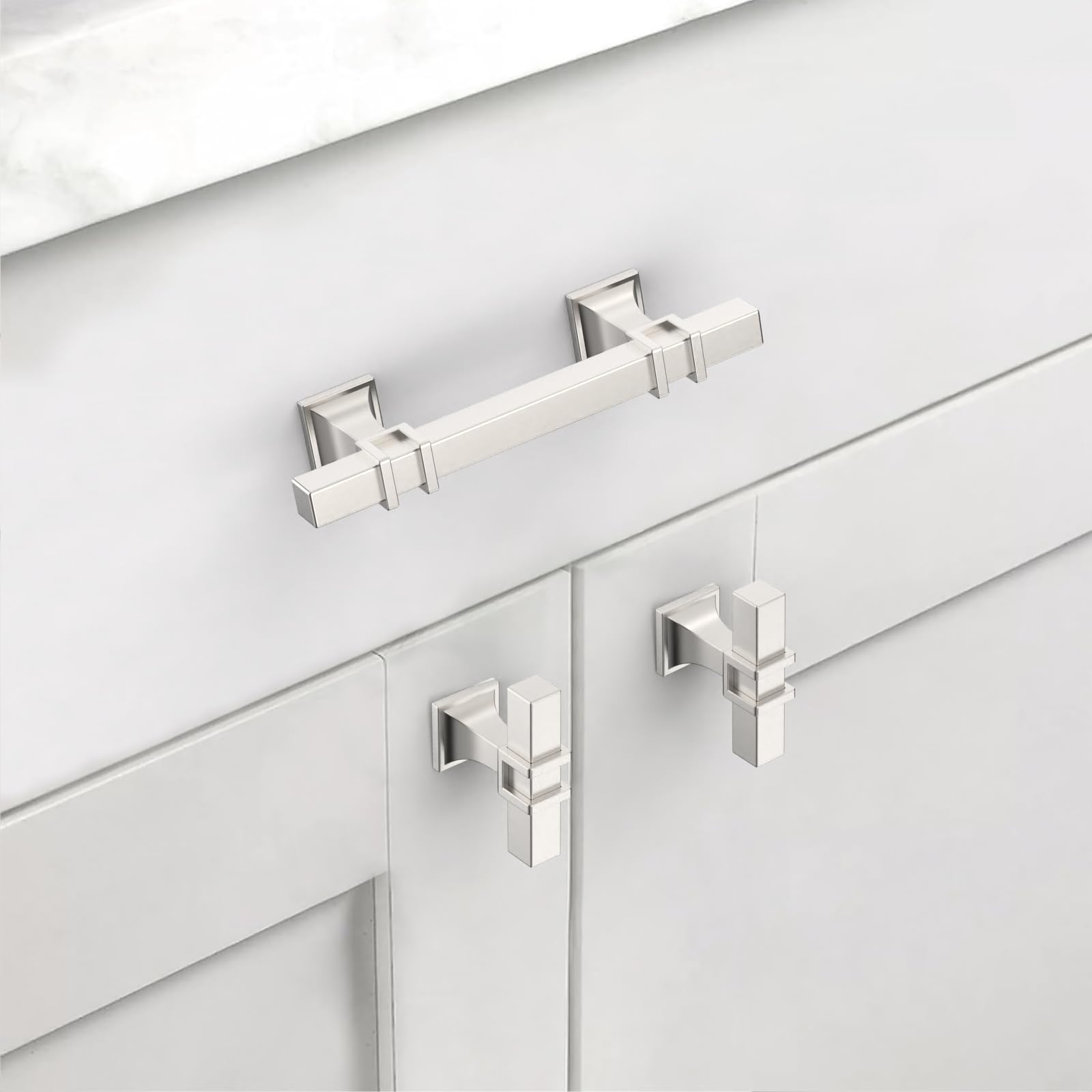Paquete de 10 tiradores de níquel cepillado de 5 pulgadas (128 mm) para gabinetes de cocina, cajones y armarios