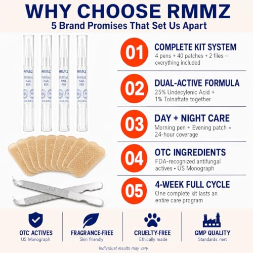 Image of Toenail Fungus Treatment Extra Strength - 25% Undecylenic Acid + 1% Tolnaftate, 4 Fungal Nail Pens + 40 fungal nail patches + 2 Files, Day & Night Repairs Yellow Thick Discolored Damaged Nails