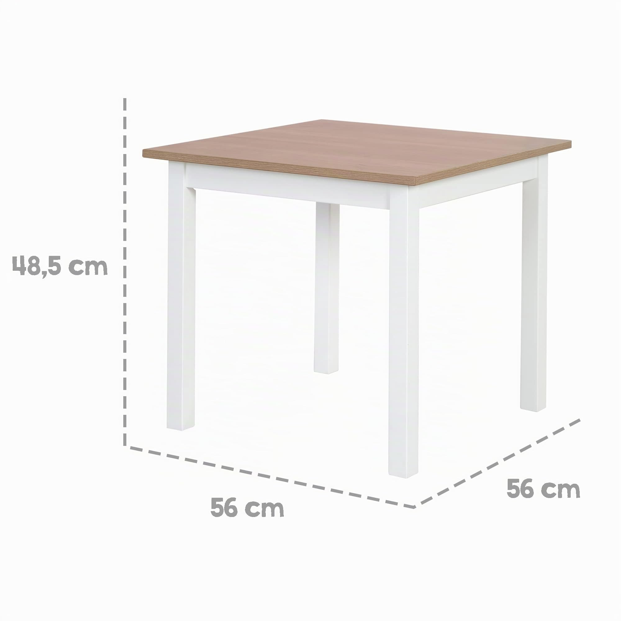 roba Ensemble Table et 2 Chaises Enfants Woody - Plateau et assises en Aspect Bois - Résistants aux Rayures - pour Filles et Garçons de 2 Ans et Plus - Blanc