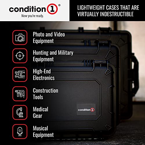 Condition 1 20” Large Hard Case Lockable Storage Box, Waterproof Tough Plastic Case Dustproof Protective Luggage W/Customizable Foam For Camera, Tactical, Scientific Gear #227 20"X16"X9" #TOP3