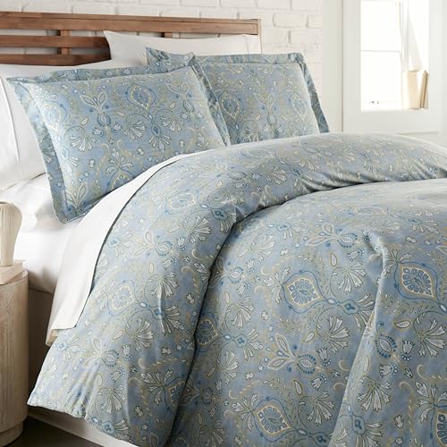 Southshore Fine Living, Inc. MF-DUV-PGRCE-BLU-Q Full/Queen Duvet Cover Set, Paisley Blue Boho Comforter Cover thumb #6