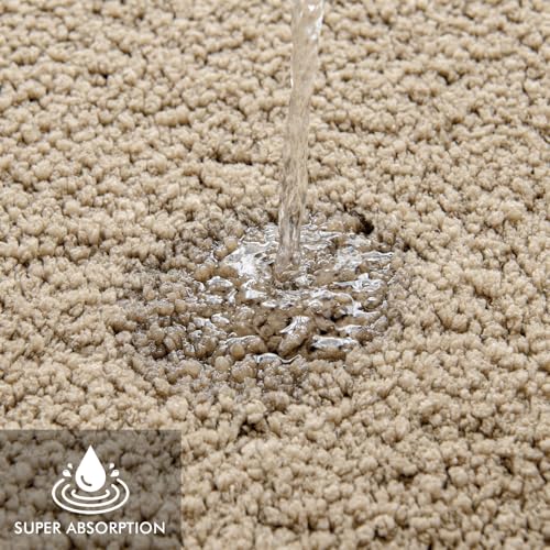 MIULEE Tan Bathroom Rugs Set 2 Piece, Soft Absorbent Microfiber Bath Mat Set, Non Slip Quick Dry Machine Washable Plush Shaggy Bath Rugs for Bathroom Floor, Tub and Shower, 16x24 inches by MIULEE - Image 3