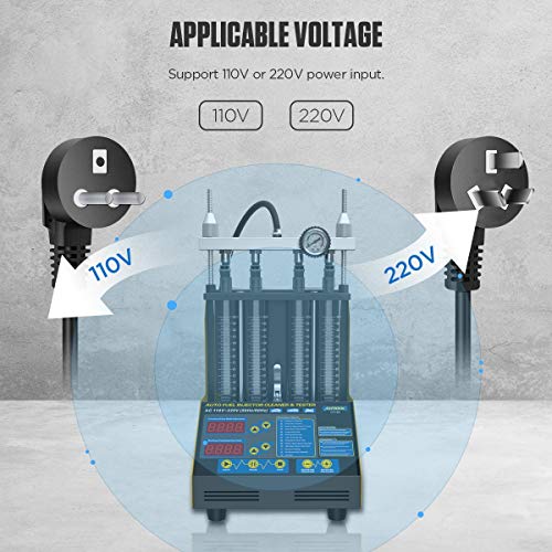 AUTOOL Car Injector Cleaner & Tester Automotive 4 Cylinder Ultrasonic Wave Injector Cleaner and Tester Support Motorcycles Automotive Fuel Cleaning Tools with 6PCS Motorcycle Adapters