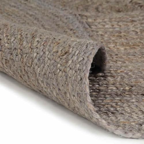 Tapis rond en jute gris 240 cm solution sol robuste entrée et chambre