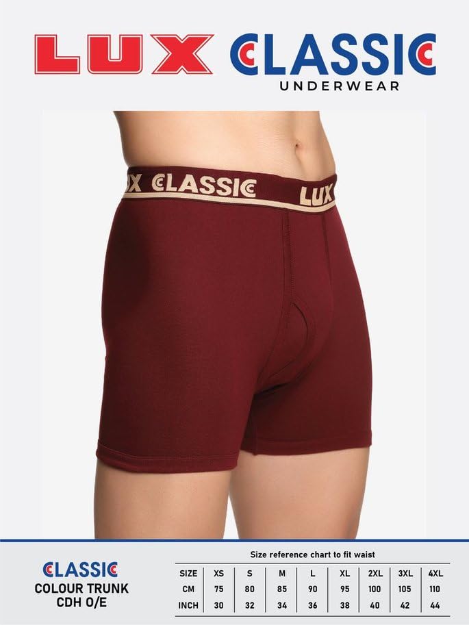 Image of Lux Classic Men's Outer Elastic Trunks - Pack of 2 (Color May Vary) | Premium 100% Cotton | Ultimate Comfort Breathable, Soft & Durable | Everyday Essential Lux Underwear