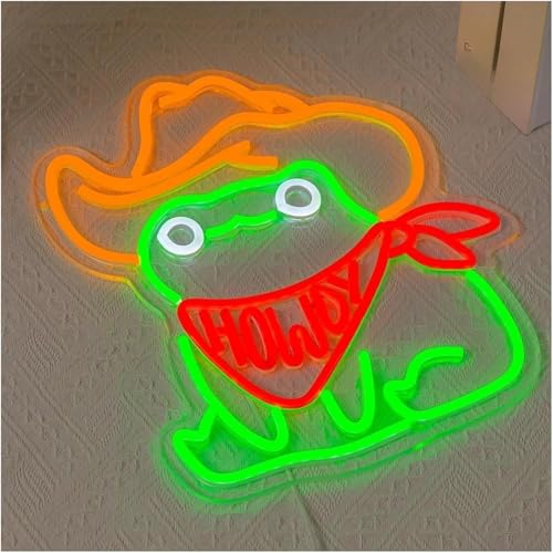 Enseigne animal LED grenouille cow-boy pour créer un salon gaming rétro