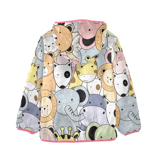 OTVEE Cute Cartoon Doodle Animals Kids Hoodie Jacket Fall Spring Full Zip Warm Outwear Coat2