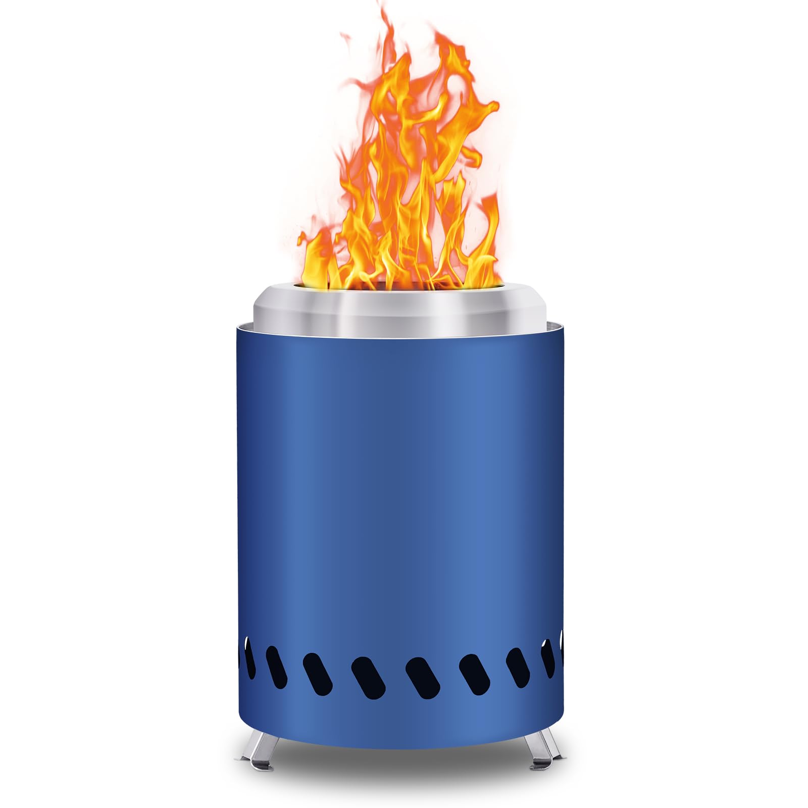 HGD Small Tabletop Fire Pit, Smokeless Table Top Firepit Outdoor, Portable Mini Stove with Carry Bag for Camping Backyard Patio Garden Picnic, Fueled by Pellets or Wood, Stainless Steel, Blue